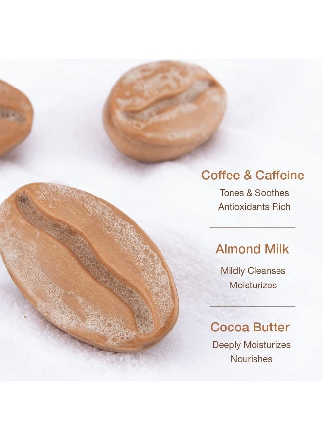 Caffeine mCaffeine Moisturizing Coffee Bath Soap For Tan Removal | With Cocoa Butter & Almond Milk | Cream Bathing Soap For Nourishing and Softening Skin | 100% Vegan Soap with Rich Creamy Caffiene Aroma75g - Image 2